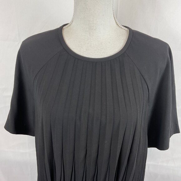 Kate Spade Pleated Crepe Top L Rose-Colored Glasses Black Short Sleeve New NWT - Picture 3 of 10